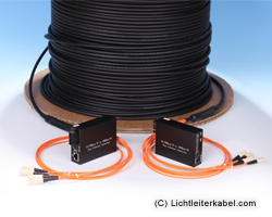 212100 - LWL-Set: LWL Kabel 100m (erdverlegbar) + 2x Gigabit Ethernet Konverter + Anschlusskabel
