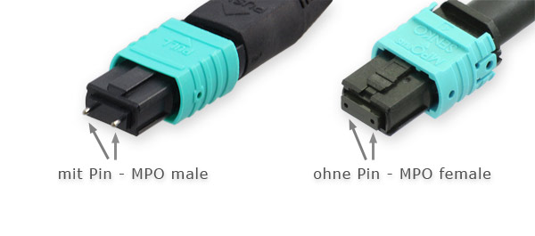 MPO Stecker male und female OM3