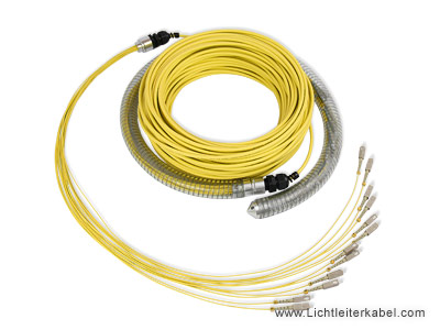Singlemode LWL Kabel mit 12 Fasern und SC Steckern