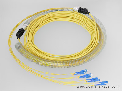 Singlemode LWL Kabel mit 8 Fasern und SC Steckern