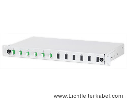 171705 - LWL Spleißbox 19" bestückt mit 6 LC/APC duplex Kupplungen, geeignet für Singlemode OS1 und OS2