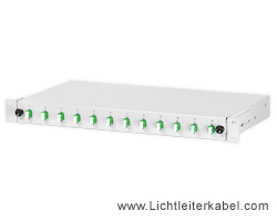 171715 - LWL Spleißbox 19" bestückt mit 12 LC/APC duplex Kupplungen, geeignet für Singlemode OS1 und OS2