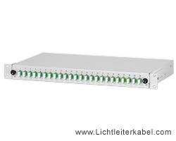 171725 - LWL Spleißbox 19" bestückt mit 24 LC/APC duplex Kupplungen, geeignet für Singlemode OS1 und OS2