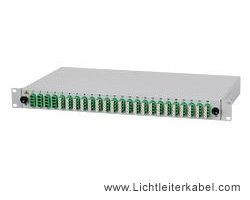 171735 - LWL Spleißbox 19" bestückt mit 24 LC/APC quad Kupplungen, geeignet für Singlemode OS1 und OS2