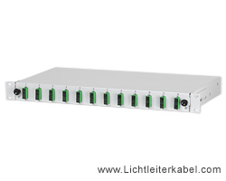 171745 - LWL Spleißbox 19" bestückt mit 12 SC/APC duplex Kupplungen, geeignet für Singlemode OS1 und OS2