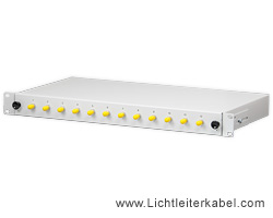 171764 - LWL Spleißbox 19" bestückt mit 12 ST simplex Kupplungen, geeignet für Multimode OM2, OM3, OM4